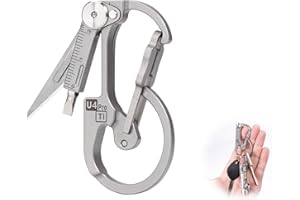 (Upgraded) RovyVon U4 Pro+ Titanium Carabiner Clip, Multi Tools Small EDC Carabiner Keychain Hidden Folding Knife and Dual-Bit Screwdriver Set, EDC Gear Gadget for Men Outdoor Daily Carry