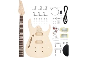 Fistrock DIY Electric Guitar Kit Beginner Kit 6 String Right Handed with Flamed Maple Veneer Top Basswood Body Hard Maple Neck Rosewood Fingerboard Chrome Hardware Build Your Own Guitar.