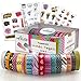 ARTIT Washi Tape Set 16 Extra Long (33 Foot) Decorative Rolls Craft Duct Masking Tapes Scrapbooking DIY Gift-Wrapping Glitter Patterned Solid Ultra Sticky Adhesive Includes 4 Bonus Sticker Pages