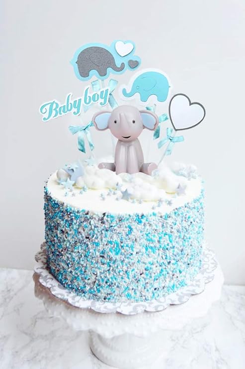 baby shower boy elephant cake