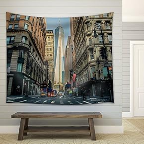 Cityscape with Urban Architecture and Skyscraper - Fabric Wall Tapestry Home Decor - 51x60 inches