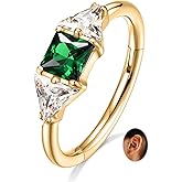 FUNLMO Cube Zircon Nose Ring Hoop Conch Helix Daith Rook Tragus Cartilage Piercing Jewelry 316L Surgical Steel Conch Earring