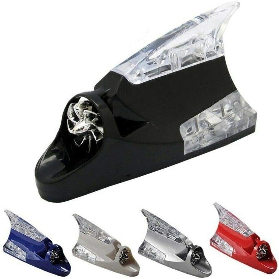 Shark Fin Signal Antenna, Car Antenna Car Radio Shark Warning Flash Lamp for Car Roof Radio AM/FM Silver