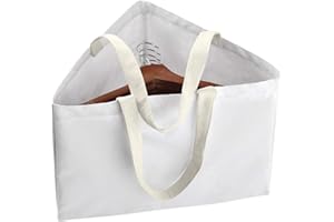 FRESHERACC Clothes Hanger Organizer Holder for Space Saving, Hanger Triangle Storage Bag with Handles for Closet Tidier Laundry Rooms Wardrobe Drying Rack, Waterproof Portable Stacker Container (White)