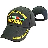 Trade Winds Desert Storm Veteran Letters on Bill Ribbon Black Embroidered Cap CAP783A Hat