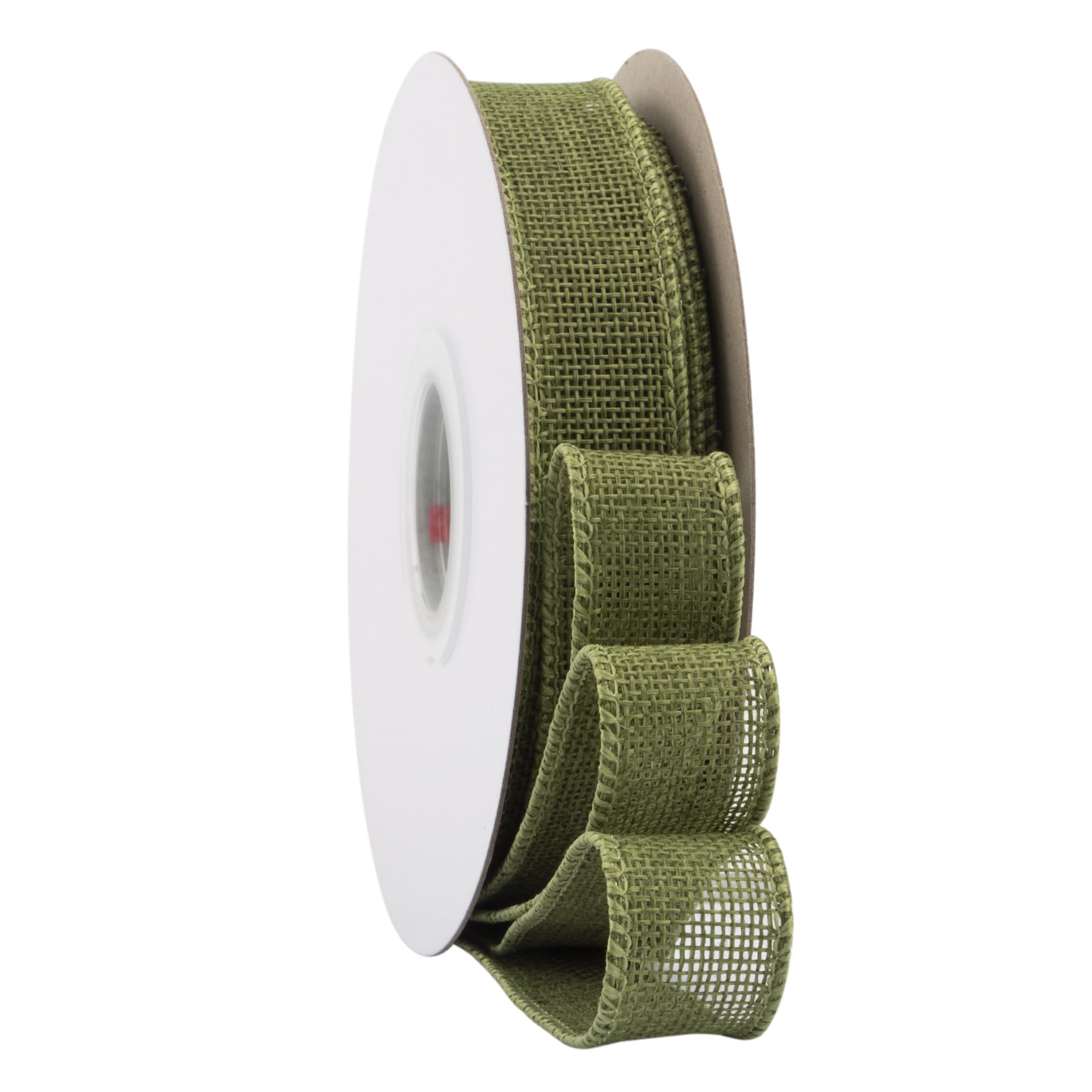Ribbonitlux Moss Burlap Wired Ribbon, 25mm x 18 Meters, Wired Edge Burlap Ribbon for Gift Wrapping, Big Bow, Wreath, and Christmas Tree Decoration