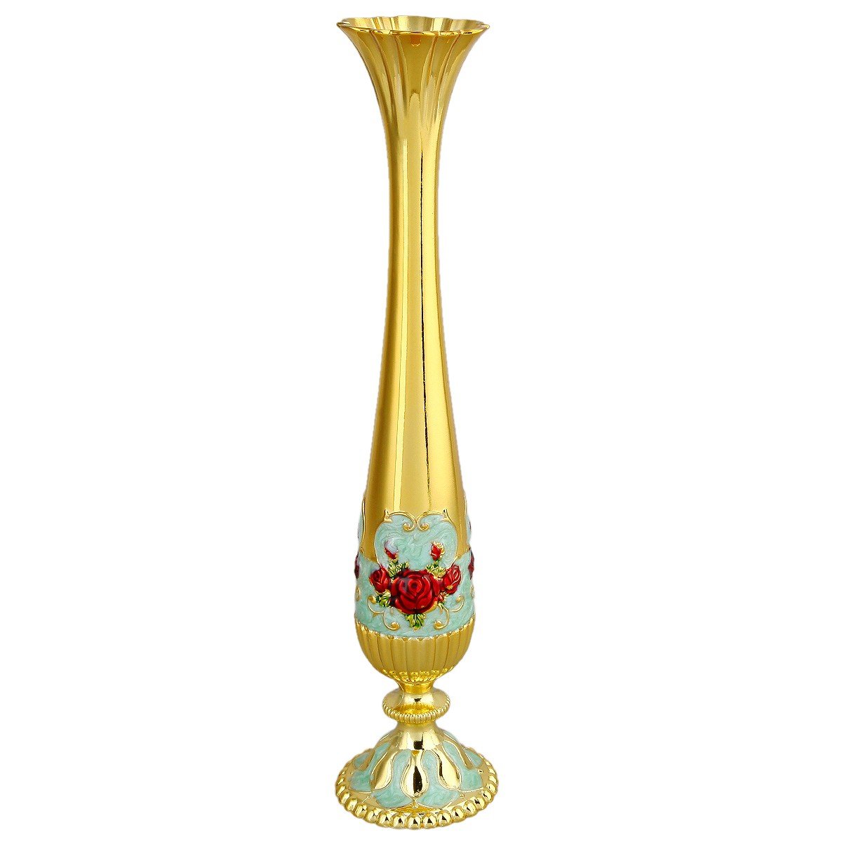 mookaitedecor 10" Single Stem Vase for Flower,Modern Decorative Tall Metal Floral Vase for Home Table Decoration,Gold Plated