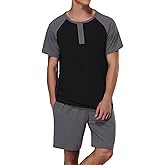 Men's Cotton Pajamas Sets V Neck Lounge Set Sleepwears with Pocket