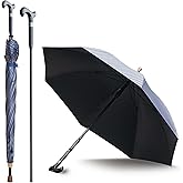 Walking Cane Umbrella For Taller, Heavy Duty Stick Umbrella With Longer Carbon Fiber Cane, Large Walking Stick Umbrella Crutch Umbrella - Ideal Gift For Night Hiking Rainy (Blue Stripe Extra Long)