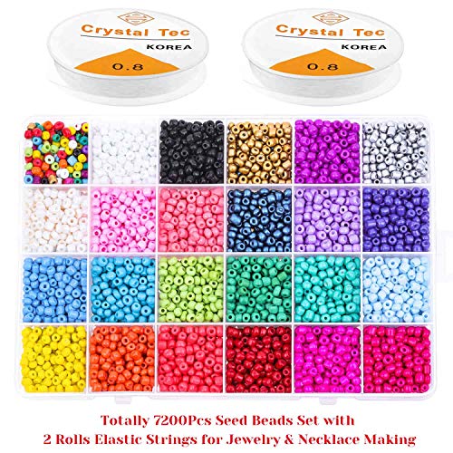 Beads for Bracelets, Anezus 7200 Pcs 4mm Pony Seed Beads Bracelet Beads Small Glass Rainbow Beads for Bracelet Jewelry Making