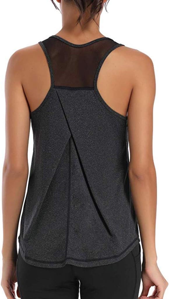 Women Workout Tops Mesh Casual Summer Racerback Tank Sleeveless Yoga Shirts Gym Clothes
