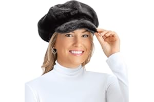 Collections Etc Faux Fur Newsboy Winter Hat, Stylish Plush Cap