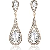 JWICOS Crystal Rhinestones Teardrop Dangle Earrings for Women Wedding Earrings for Brides and Bridesmaids