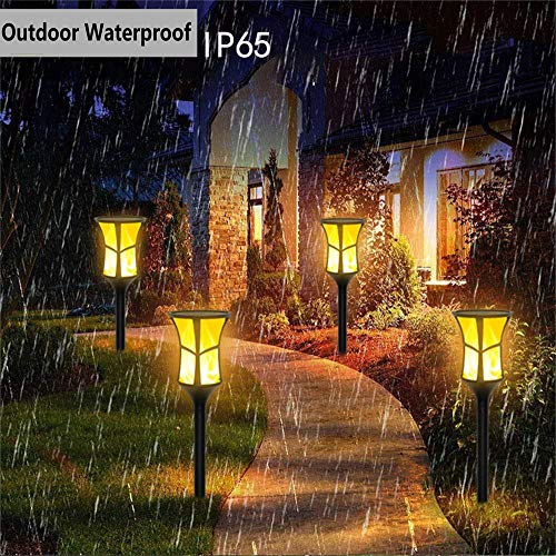 Solar Torch Lights Outdoor, 2-pack SOCO Waterproof Flickering Flames Torches Lights Solar Spotlights Landscape Decoration Lighting, Dusk to Dawn Auto On/Off Security Torch Light for Patio Driveway