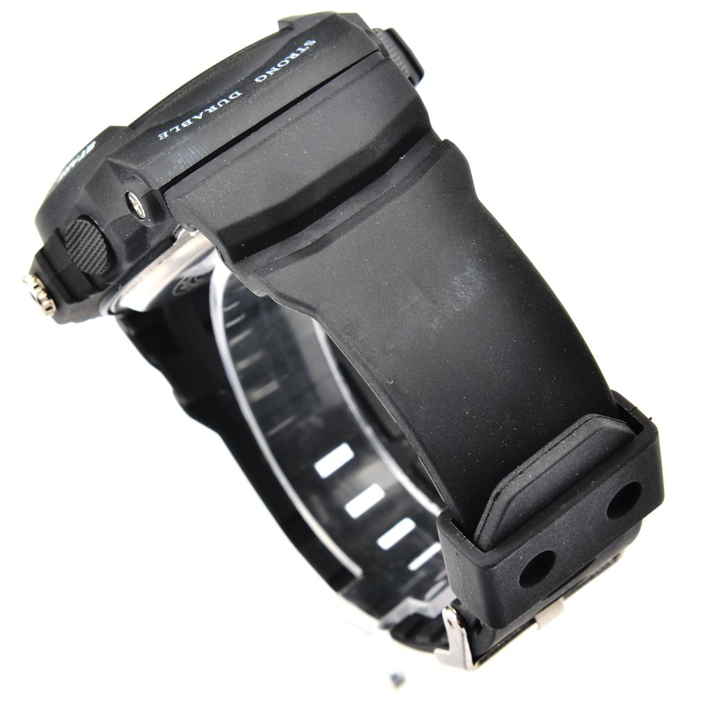 Oumosi - Orologio da polso da uomo, stile militare, con LED, digitale e analogico multifunzione, sportivo Black