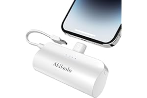 AKIISOLO Portable Charger for iPhone With Dual Infterface, Real 5000mAh Mini Power Bank Fast Charging, Phone Charger Battery Pack Compatible with iPhone 15/14/14 Pro Max/14 Plus/13/12/11/X/8/7/6, More (White)