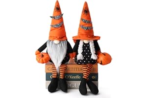 Ndeno 2PCS Halloween Gnome Plush Decorations, Handmade Scandinavian Tomte - Pumpkins Bats Home Tabletop Elf Gnomes Decor Ornaments - Boo (Halloween- Style A)
