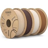 ELEGOO PLA 3D Printer Filament 4KG Oak Wood/Rosewood/Tan Birch/Teak Wood | Real Wood Flour Added Filament Bundle, High Dimensional Accuracy 1kg Spool(2.2lbs), Fits for Most FDM 3D Printers