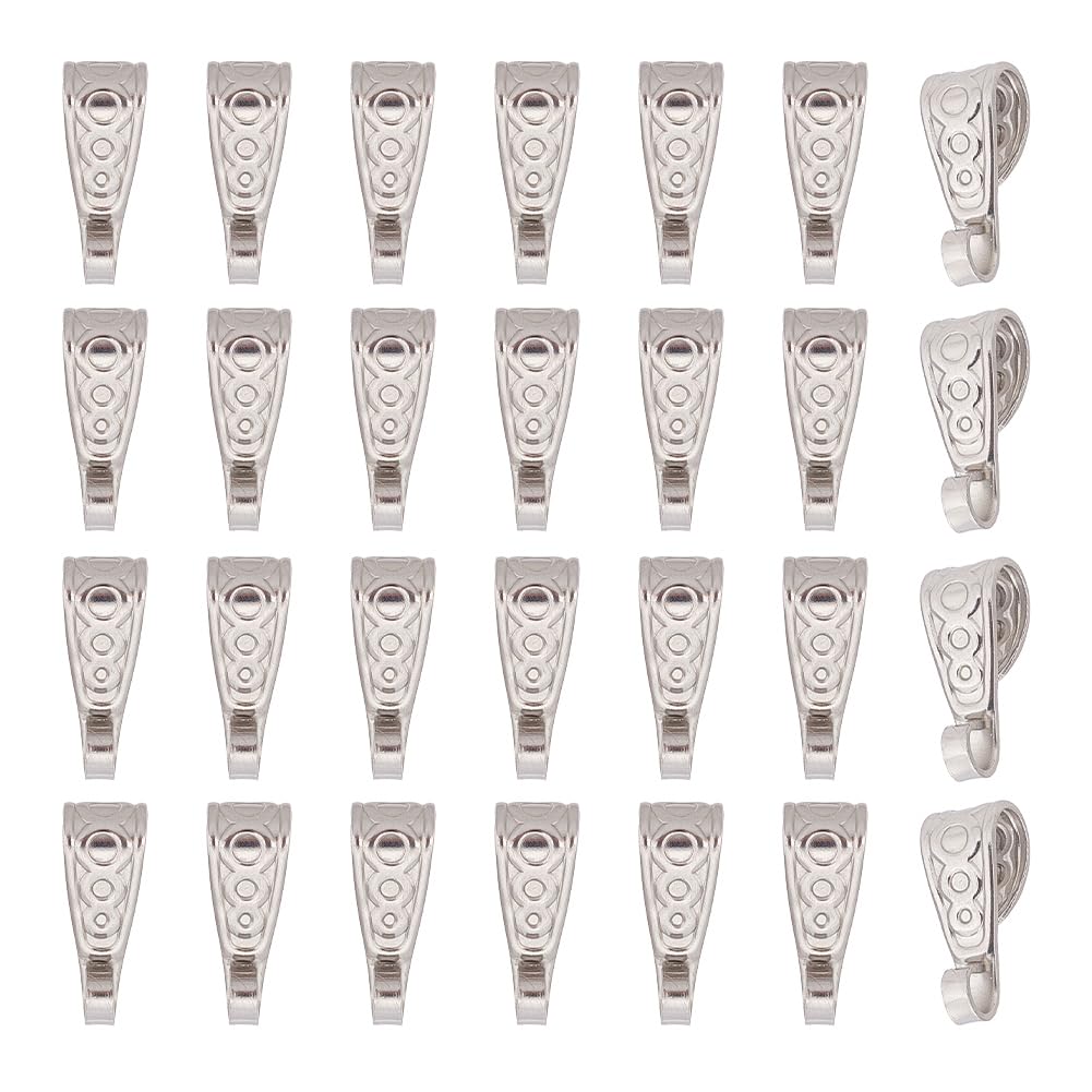 arricraft 100 Pcs Pinch Clip Bails, 304 Stainless Steel Tube Bails Metal Loop Bails Charm Clasp Connector for Making Necklace Jewelry DIY Craft
