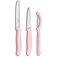 VICTORINOX 6.7116.31L52 Knife Peeler Set, 3 Piece Petty Knife and Vertical Peeler, 3-Piece Set, Vertical Rose, Kitchen Color Tool Set, Dishwasher Safe, Swiss Classic