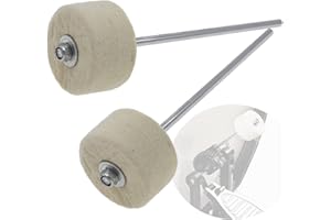 Cheerock 2pcs White Felt Bass Drum Pedal Beater, 180 mm Double Kick Drum Pedals Beater, Stainless Steel Handle Bass Drum Pedal Beater, Drum Percussion Parts Accessories