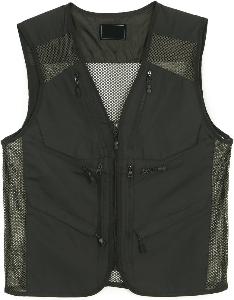 Hitvlis Mens Outdoor Multifunction Multi-Pocket Mesh Hunting Fishing Vest