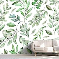Wall Mural Flowers and Leaves Removable Self-Adhesive Wallpaper Wall Decoration for Bedroom Living Room - 66x96 inches