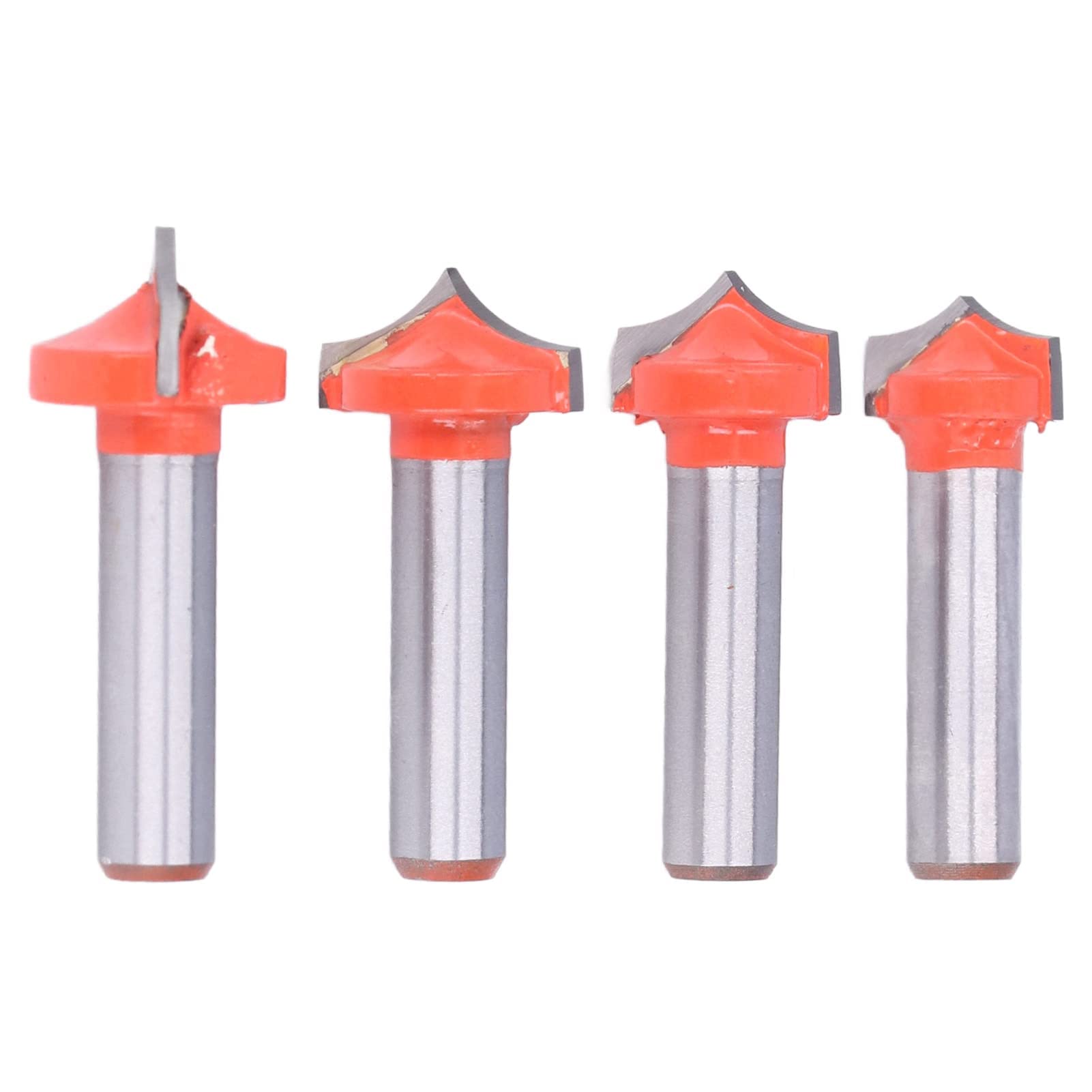 4Pcs Router Bit, 8mm Round Shank Pointed Nose CNC Engraving Hook Shear Angle Mill Cutter Woodworking Tools