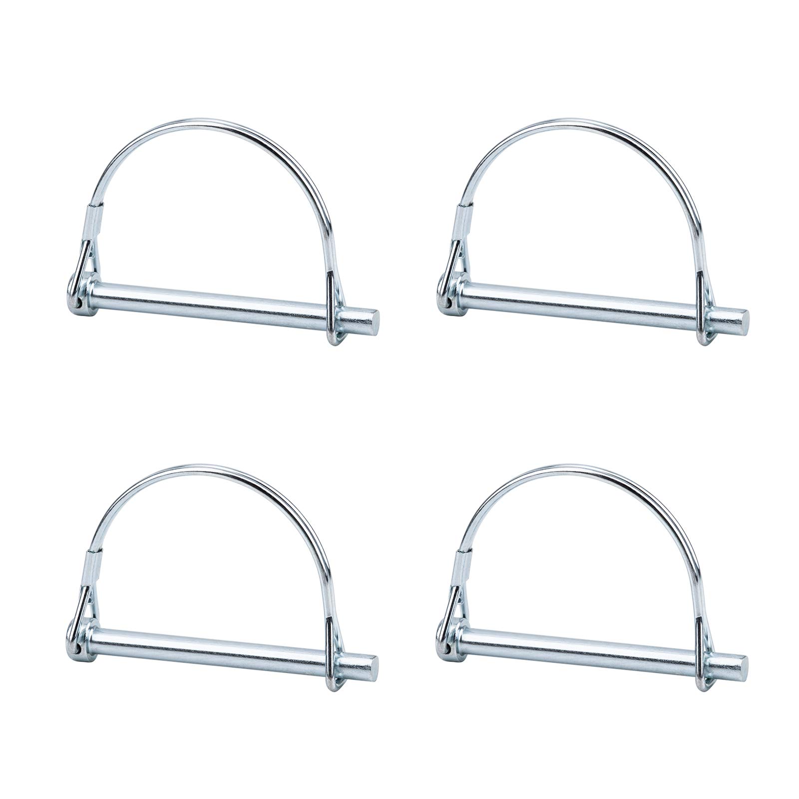 INCREWAY 4pcs Wire Lock Pin, 1/4 Inch Heavy Duty Safety Coupler Pin Shaft Locking Pto Hitch Pin with Round Arch Wire Retainer for Farm Trailers Lawn Garden