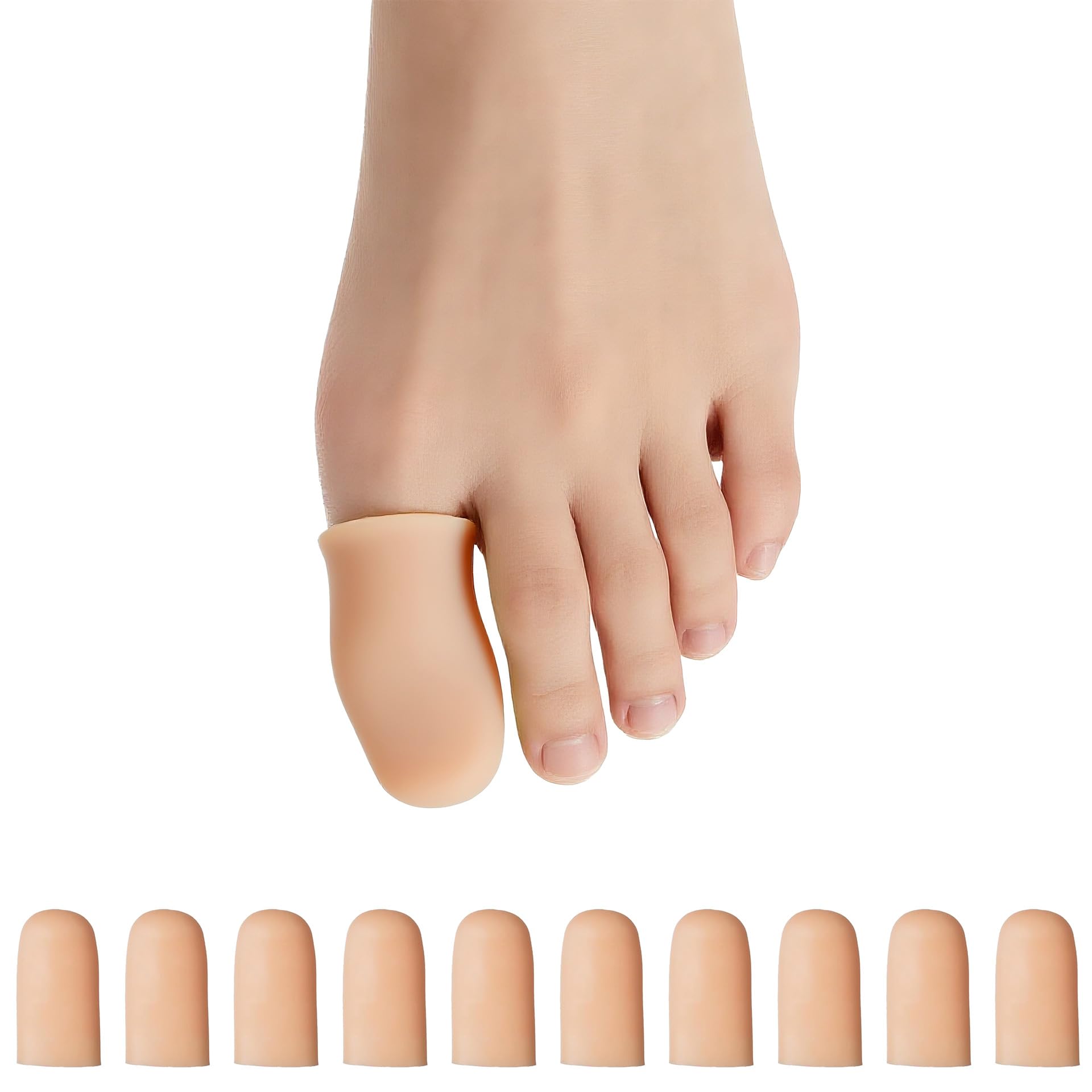 Photo 1 of 10 Pack Toe Cap and Protector- Silicone Toe Covers Cushions and Protects to Provide Relief from Missing or Ingrown Toenails, Corns, Blisters, Hammer Toes