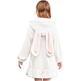 Batermoon Girls Cute Bunny Ear Hoodies Anime Fuzzy Zip Up Oversized Jacket Coats