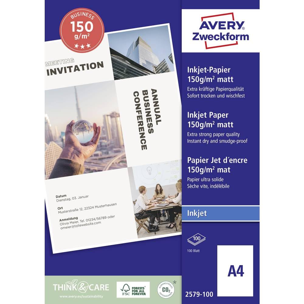 Avery Zweckform 2579-100 Superior Inkjet Paper Matt A4 150 g 100 Sheets