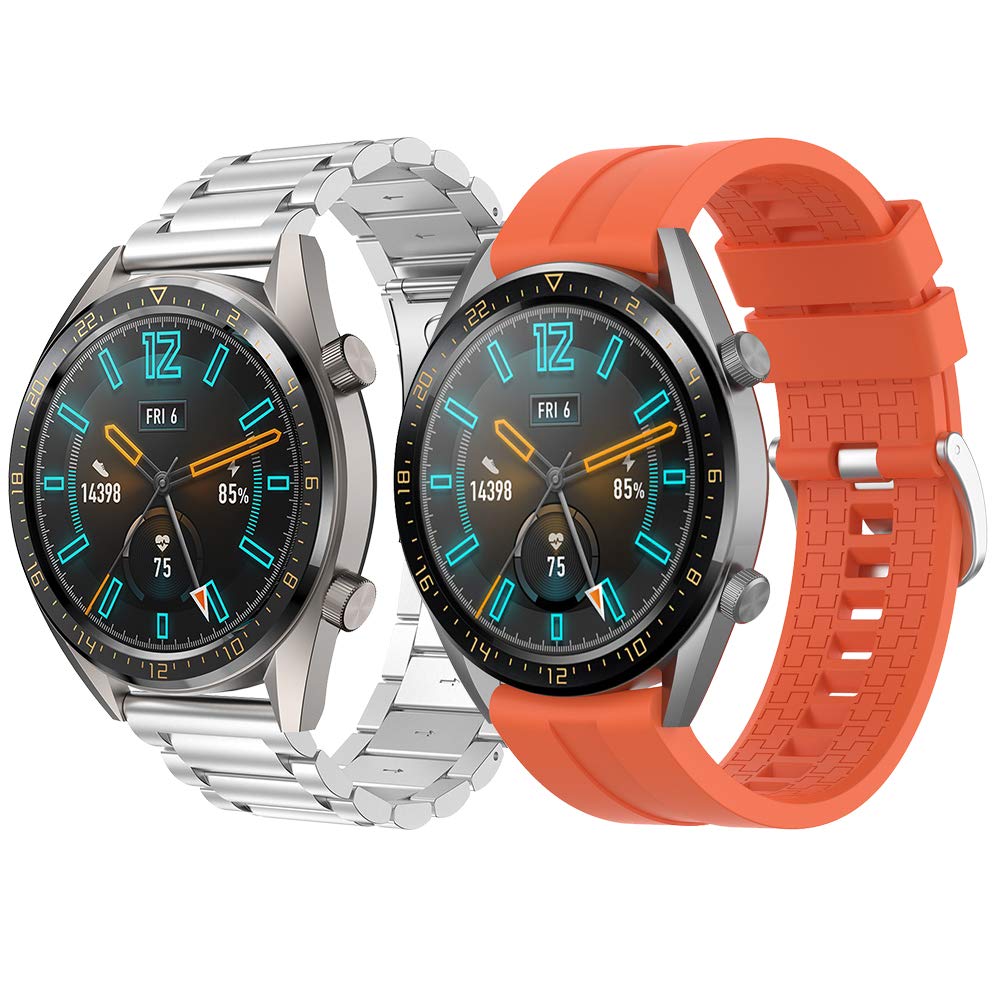Supore Strap Compatible with Huawei Watch GT2 46mm/Watch GT 46mm/Watch GT Active/Watch 2 Pro/Honor Watch Magic/Galaxy Watch 46mm/Gear S3/Gear 2, 22mm Stainless Steel Replacement Strap
