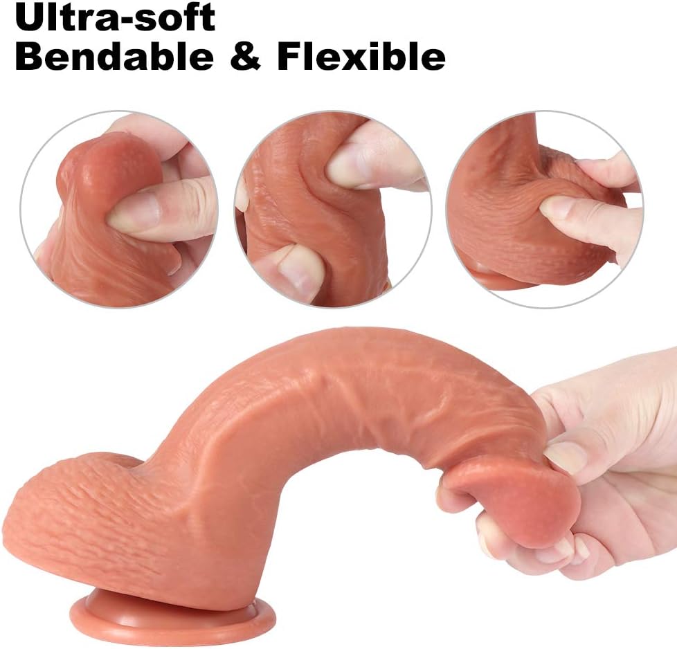 Anfei Hyper Realistic Dildos, FDA Approved Dual Density Liquid Silicone Adult Toys G-Spot Premium Penis Dong with Suction Cup Flesh 8.7 Inches 1-8.7 Inches - Image 4