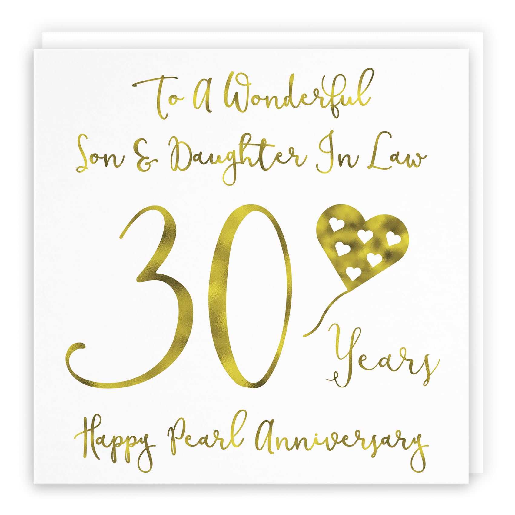 Hunts England - Son And Daughter In Law 30th Anniversary Card - To A Wonderful Son & Daughter In Law - 30 Years - Happy Pearl Anniversary - Milano Collection