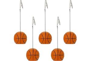 RONRONS 5 Pack Resin Ball Base Memo Clip Holder Stand Note Paper Clip Pictures Card Display with Alligator Clip,Basketball