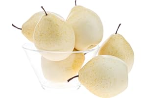 Funzhan 6pcs Artificial White Pear Decoration Fake Fruit Pears Vivid Realistic Plastic Food Display Lifelike Faux Pears for H