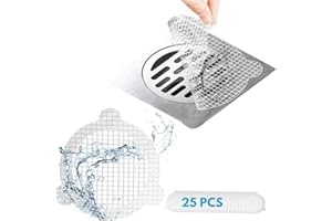 AMAZOPEN 25 PCS Disposable Shower Drain Hair Catcher 3.54 Inches Round Drain Hair Catcher Stickers for Bath & Kitchen - Hair Catcher Shower Drain Cover for Human & Pet Hair - Mesh for Bathtub & Laundry