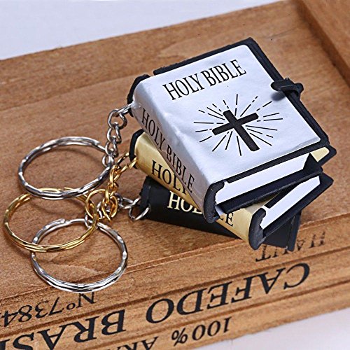 RAYNAG Set of 6 Holy Bible Keychain Mini Book Key Ring Religious Gift - Thumbnail 2