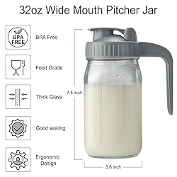 32oz Glass Pitcher with Lid & V-shaped Pour Spout
