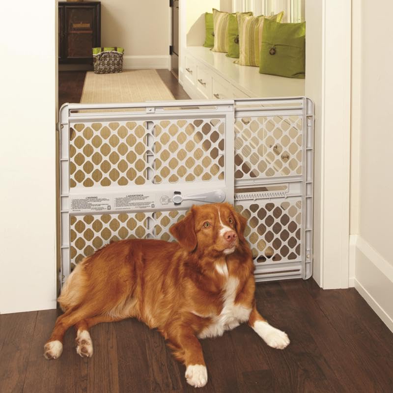 MYPET North States Universal Pet Gate: 26” - 42” Wide Dog Gate. Use as Pressure Mounted Gate or Swinging Door with Included Hardware. Dog Gates for Doorways, 26