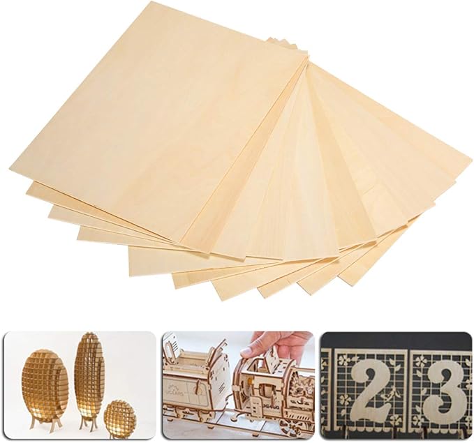 10 x A4 Plywood Sheets Birch Wood Ply for Craft Painting, Engraved