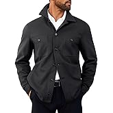 Runcati Mens Lightweight Shirt Jacket Button Down Long Sleeve Shacket Casual Fall Warm Work Stylish Jackets with Pocket