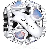 NINGAN Birthstone Charms 925 Sterling Silver Love Heart Openwork Bead for Charm Bracelets and Necklaces with 5A Cubic Zirconia, Birthday Mothers Day Jewelry Gifts Women