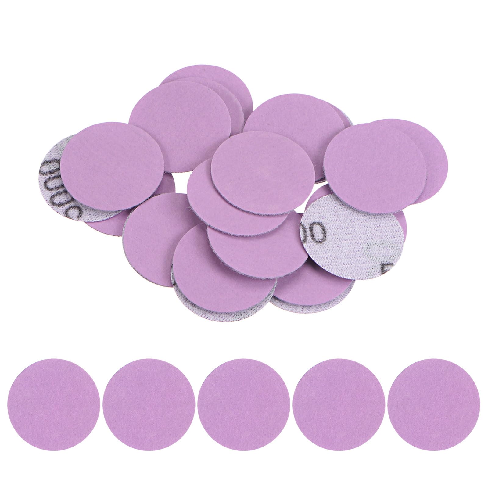 Kozelo 25pcs Premium Sanding Discs Hook and Loop - [1 Inch x 5000 Grits] Purple Sandpapers Mini Size for Jewelry Wood Metal Polishing