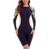 NESY Womens Rash Guard Swimsuit Boyleg Long Sleeve One Piece Bathing Suit UPF 50 Zipper Surfing Wetsuit Athletic Swimwear