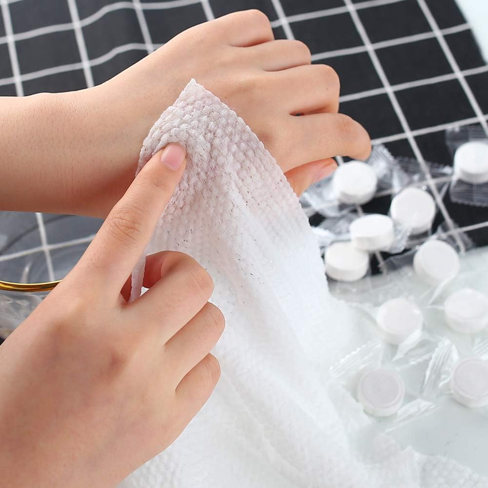 BigOtters 35 PCS Compressed Towel, 7.8 X 8.7 inches Hand Towels Tablet Towel Cotton Coin Tissue for Travel Camping Home Bathroom Beauty Salon Outdoor Sports Businesstrip: Home & Kitchen