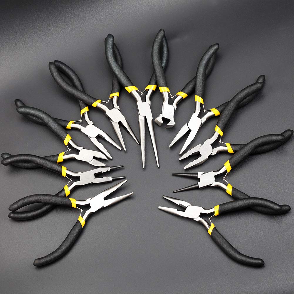 SPEEDWOX Duck Bill Fine Pliers Flat Nose Pliers for Jewelry Making Long Reach 5 Inches Mini Precision Smooth Flat Jaws Non-Slip Damping Handles Small Pliers Jewelry Repair Crafts Tools