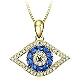 PEIMKO Evil Eye Pendant Necklace 925 Sterling Silver Greek Protection Jewelry for Women