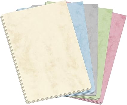 50 sheets A4 Letterhead Colored Marble Mix 5 Color Pattern Paper Set Noble Design Printed Paper on Both Sides Kraft Paper 90 GM Amazon De Burobedarf Stationery
